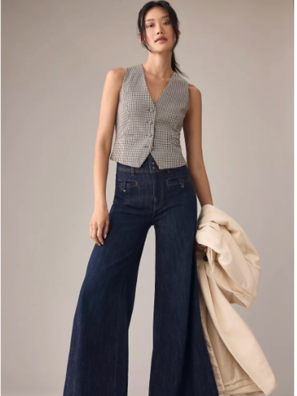 Pilcro High-Rise Wide-Leg Trouser Jeans Women's Size 27 Dark Wash (G)